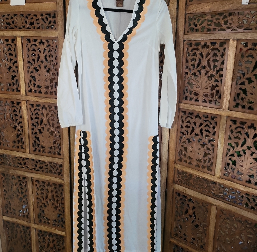 INCA Long Sleeve Maxi Dress with Scallop Design
